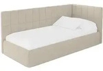 EINZELLBETT Jugendbett mit Bettkasten, Links - TULY 90x200 Dunkelbeige