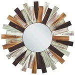 WANDSPIEGEL Tannenholz mehrfarbig Sonnenform 75 cm Tampico
