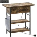 BEISTELLTISCH Nachttisch mit Steckdosenleiste, 2 Ebenen, Couchtisch mit USB