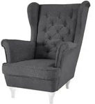 CHESTERFIELD-SESSEL Falco dunkelgrau mit Wei&szlig; Holzbeinen