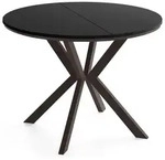 ESSTISCH Valio rund oval ausziehbar verl&auml;ngerbar mit braunen Metallbeinen, Schwarz