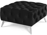 HOCKER Chesterfield Whitby Schwarz Samt mit silbernen F&uuml;&szlig;en
