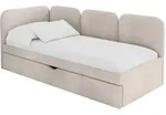 EINZELLBETT Jugendbett mit Bettkasten und Matratze H3/H4, Rechts - ALVY 90x200 Beige