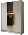 DREHT&Uuml;RENSCHRANK RENVO 150/200/51 cm Modern Kleiderschrank 3-t&uuml;rig mit Spiegel