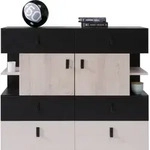KOMMODE ISEO 110/90/40cm mit 6 Schubladen 4 T&uuml;ren Schwarz