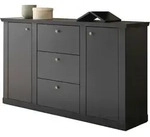 SIDEBOARD schwarz matt, Eiche Landhaus 158 cm, Kommode mit Soft-Close