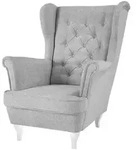 CHESTERFIELD-SESSEL Falco hellgrau mit Wei&szlig; Holzbeinen