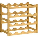 WEINREGAL Flaschenregal Weinhalter f&uuml;r 16 Flaschen Standregal aus Bambus Natur