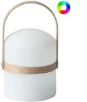 LED-TISCHLAMPE Wei&szlig;/Heller Holzfarbton Estero