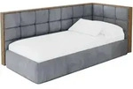 EINZELLBETT Jugendbett mit Bettkasten und Matratze H3/H4, Links - SOVY 100x200 Grau