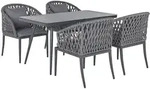 GARTENM&Ouml;BEL-SET 4-Sitzer Aluminium/Flechtseil grau Lipari