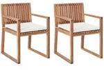 GARTENSTUHL 2er-Set und Sitzkissen zertifiziertes Akazienholz Cremewei&szlig;...