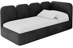 EINZELLBETT Jugendbett mit Bettkasten und Matratze H3/H4, Links - VELY 80x200 Schwarz