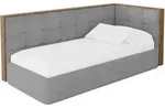 EINZELLBETT Jugendbett mit Bettkasten und Matratze H3/H4, Links - SOVY 80x200 Grau