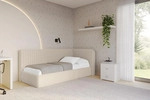 EINZELLBETT Jugendbett mit Bettkasten, Links - AURY 90x200 Dunkelbeige