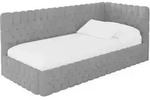 EINZELLBETT Jugendbett mit Bettkasten und Matratze H3/H4, Links - MULY 80x200 Grau