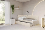 EINZELLBETT Jugendbett mit Bettkasten und Matratze H3/H4, Rechts - ALVY 90x200 Beige