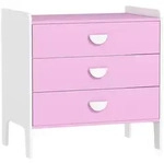 SPIELZEUGSCHRANK f&uuml;r Kinder, Kommode mit 3 Schubladen, Rosa+Wei&szlig;