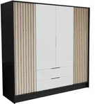 DREHT&Uuml;RENSCHRANK PELOR 200/200/51 cm Modern Kleiderschrank 4-t&uuml;rig Schwarz