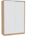 SCHRANK mit 2 Schiebet&uuml;ren, Holzoptik und Wei&szlig; 120/200/50 cm