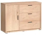 KOMMODE BRESSO 118/86/40,5cm mit 3 Schubladen 1 T&uuml;ren Eichefarben