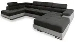 WOHNLANDSCHAFT CASONE L-S Schwarz Velours-Stoff mit Schlaffunktion