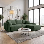 ECKSCHLAFSOFA Dallas mit Bettkasten, 255 cm, Flaschengr&uuml;n, rechts, Velour-Stoff
