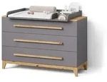 WICKELKOMMODE Mailo Grau/Artisan XL mit 3 Schubladen