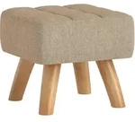 FUSSHOCKER Hocker Moderner Sitzhocker mit Leinenoptik, Holzbeine, Braun