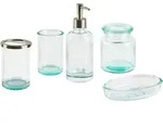 BADEZIMMER Set 5-teilig Glas mintgr&uuml;n Amarga