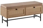 SCHUHBANK &ndash; 100x48x38 cm, Eiche-Dekor, Sitzfl&auml;che Stoff, mit Schubladen