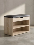 SCHUHBANK gepolstert mit Stauraum, Beige 60x30x40 cm