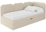 EINZELLBETT Jugendbett mit Bettkasten und Matratze H3/H4, Links - ALVY 90x200