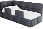 EINZELLBETT Jugendbett mit Bettkasten, Rechts - KIVY 90x200 Dunkelgrau