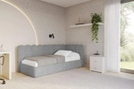 EINZELLBETT Jugendbett mit Bettkasten und Matratze H3/H4, Links - ARTY 80x200 Grau