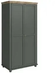 KLEIDERSCHRANK 2 T&uuml;ren Martin Gr&uuml;n und Holz