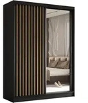 SCHWEBET&Uuml;RENSCHRANK LAMELLO 160/216/61 cm 2-t&uuml;rig mit Spiegel Schwarz