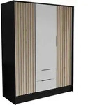 DREHT&Uuml;RENSCHRANK PELOR 150,5/200/51 cm Modern Kleiderschrank 3-t&uuml;rig Schwarz