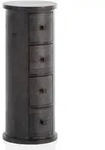 KOMMODE &ndash; Mango Massivholz, 34x85x34 cm, 4 Schubladen, schmal, schwarz