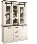 BUFFETSCHRANK wei&szlig; Pinie, anthrazit, Landhaus, Vitrinenschrank 133 x 201 cm