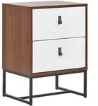NACHTTISCH dunkler Holzfarbton/wei&szlig; 2 Schubladen Nueva