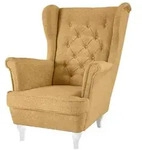 CHESTERFIELD-SESSEL Falco gelb mit Wei&szlig; Holzbeinen