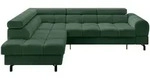 ECKSOFA mit Schlaffunktion Ottomane Links LUMA-L 272x203x70 Gr&uuml;n Cord