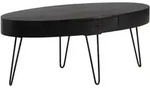 COUCHTISCH in Mango-Massivholz und Metall, 100x50x40 cm, Oval, mit Schublade,
