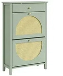 SCHUHSCHRANK mit 2 Klappen und 1 Schublade Gr&uuml;n 62x25x97cm