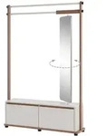 GARDEROBE Boreo mit 2 T&uuml;ren und drehbarer Spiegel, 125 cm, Kaschmir+Hellbraun