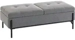 SITZTRUHE Leinenstoff-Grau-Metall