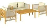 BALKONM&Ouml;BEL-SET 4er Set Akazienholz Polyester Beige