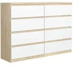 KOMMODE NUDO 120/101,5/39cm mit 8 Schubladen T&uuml;ren Sonoma Eiche