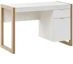 SCHREIBTISCH wei&szlig;/heller Holzfarbton 112/50/76 cm Johnson
